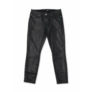 7 For All Mankind Coated Jeans Skinny Womens Black Wax Denim Edgy Rocker Goth